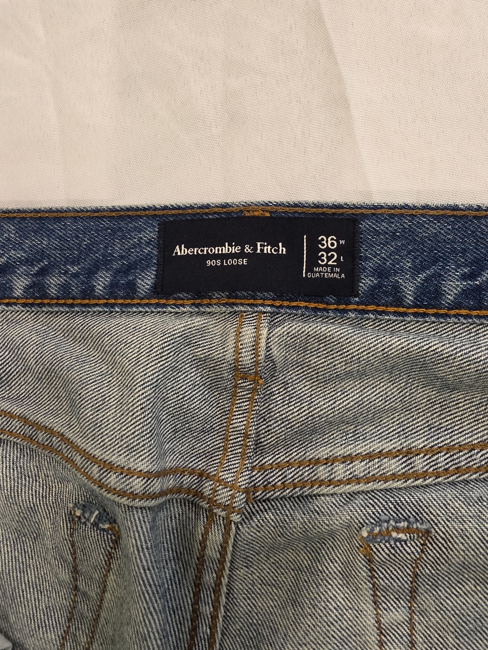 Abercrombie & Fitch Blue Straight Fit Blue Stone Wash Jeans Men W36 L32 - Picture 5 of 10